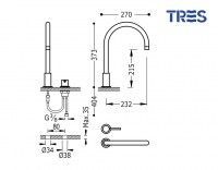 MONOMANDO LAVABO CON MANDO SEPARADO STUDY TRES GRIFERIA